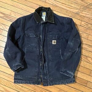 Vintage Carhartt Blue Work Jacket Size M Rare Color Distressed Faded USA